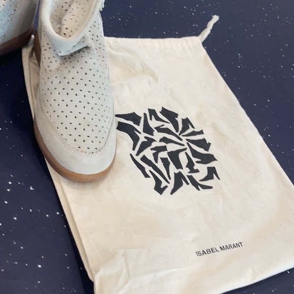 Isabel Marant light grey off white suede wedge booties boots fringe tassel - Picture 6 of 7